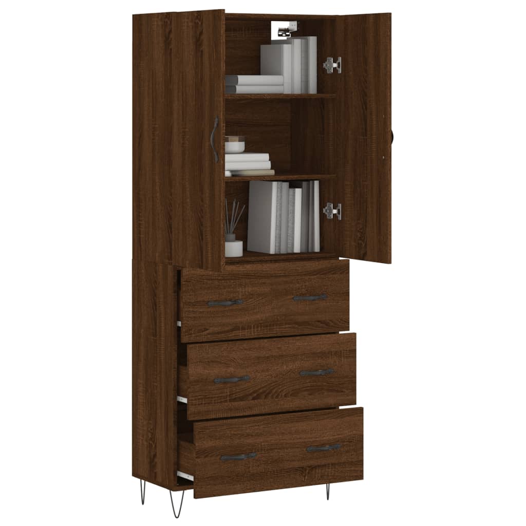 vidaXL Highboard Braun Eichen-Optik 69,5x34x180 cm Holzwerkstoff