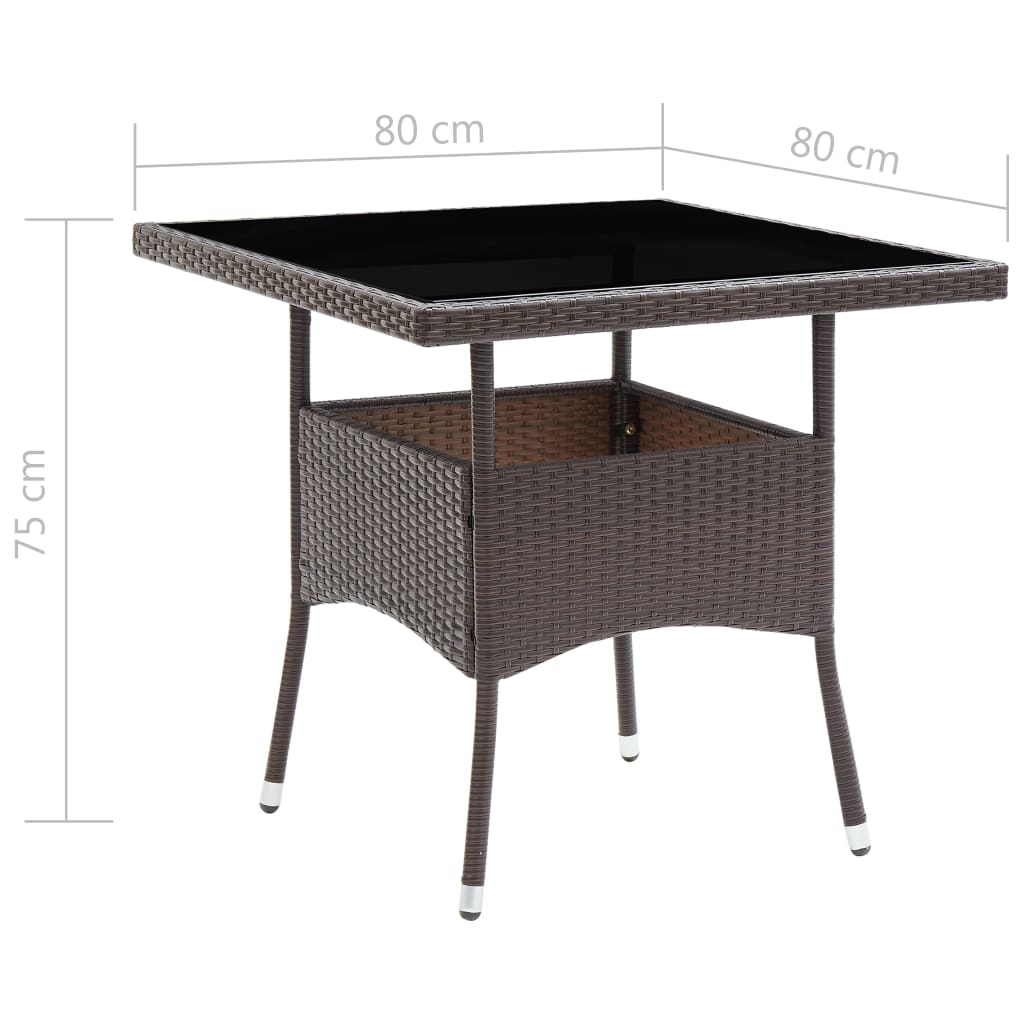 vidaXL 5-tlg. Garten-Essgruppe Poly Rattan und Hartglas Braun