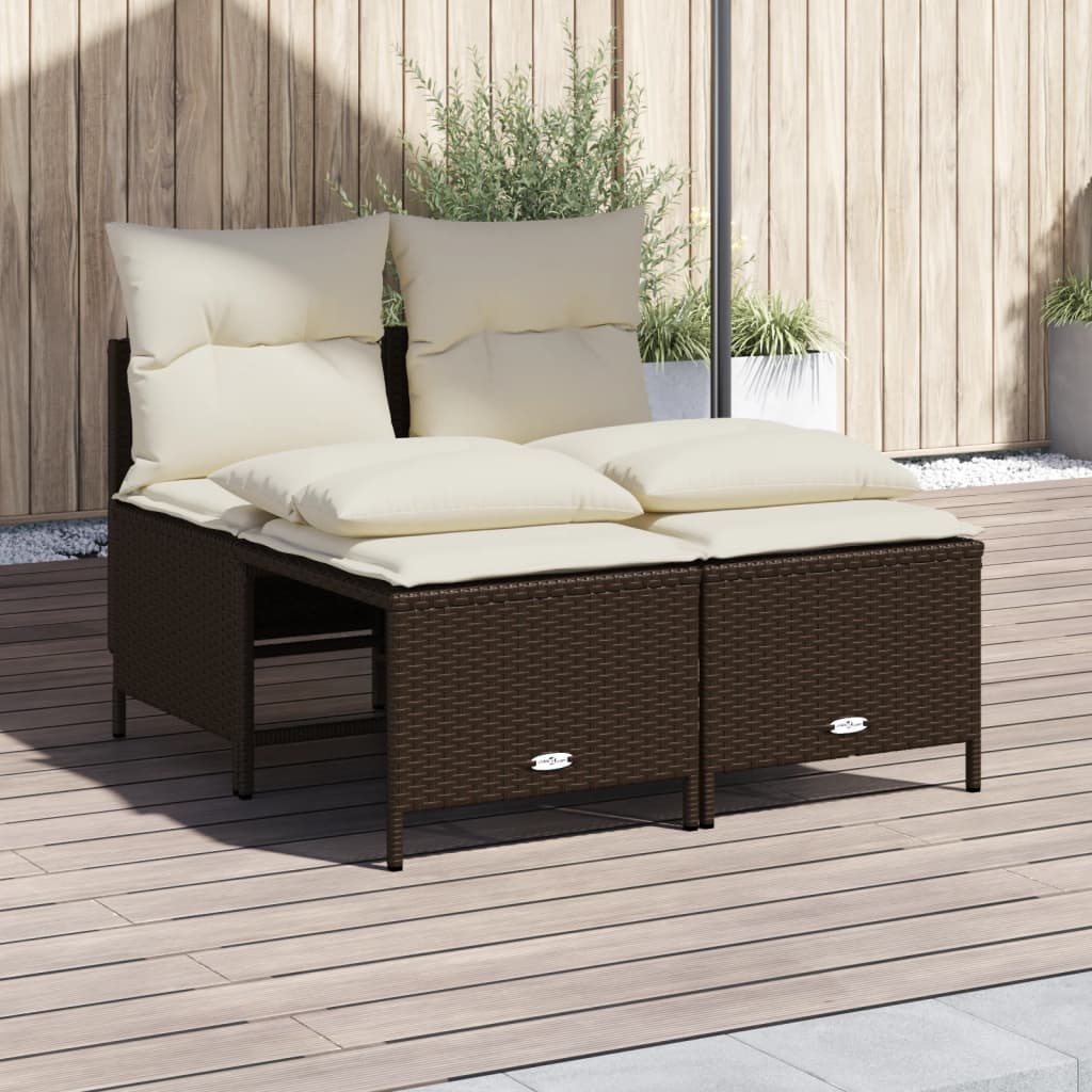 vidaXL 4-tlg. Garten-Sofagarnitur mit Kissen Braun Poly Rattan