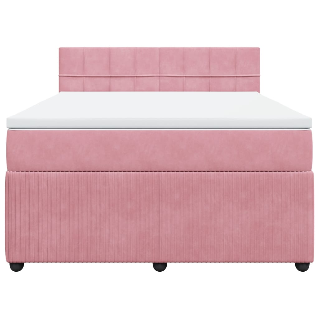 vidaXL Boxspringbett mit Matratze Rosa 140x200 cm Samt