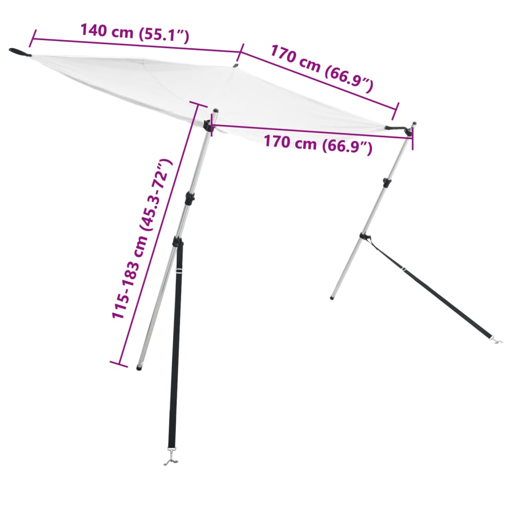 vidaXL T-Top-Beschattungsverlängerung Weiß 170x170x(115-183) cm