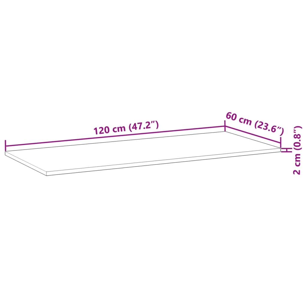 vidaXL Waschtischplatte Unbehandelt 120x60x2 cm Massivholz Akazie