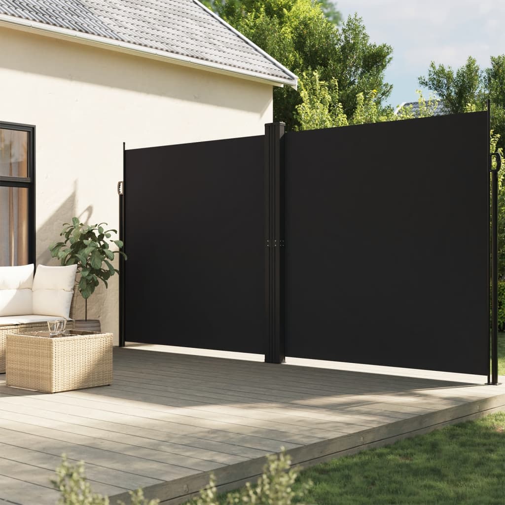 vidaXL Seitenmarkise Ausziehbar Schwarz 200x1200 cm