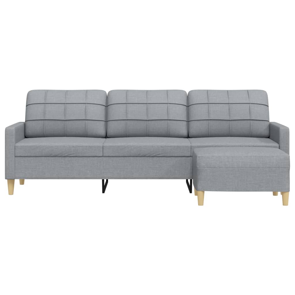 vidaXL 3-Sitzer-Sofa mit Hocker Hellgrau 210 cm Stoff