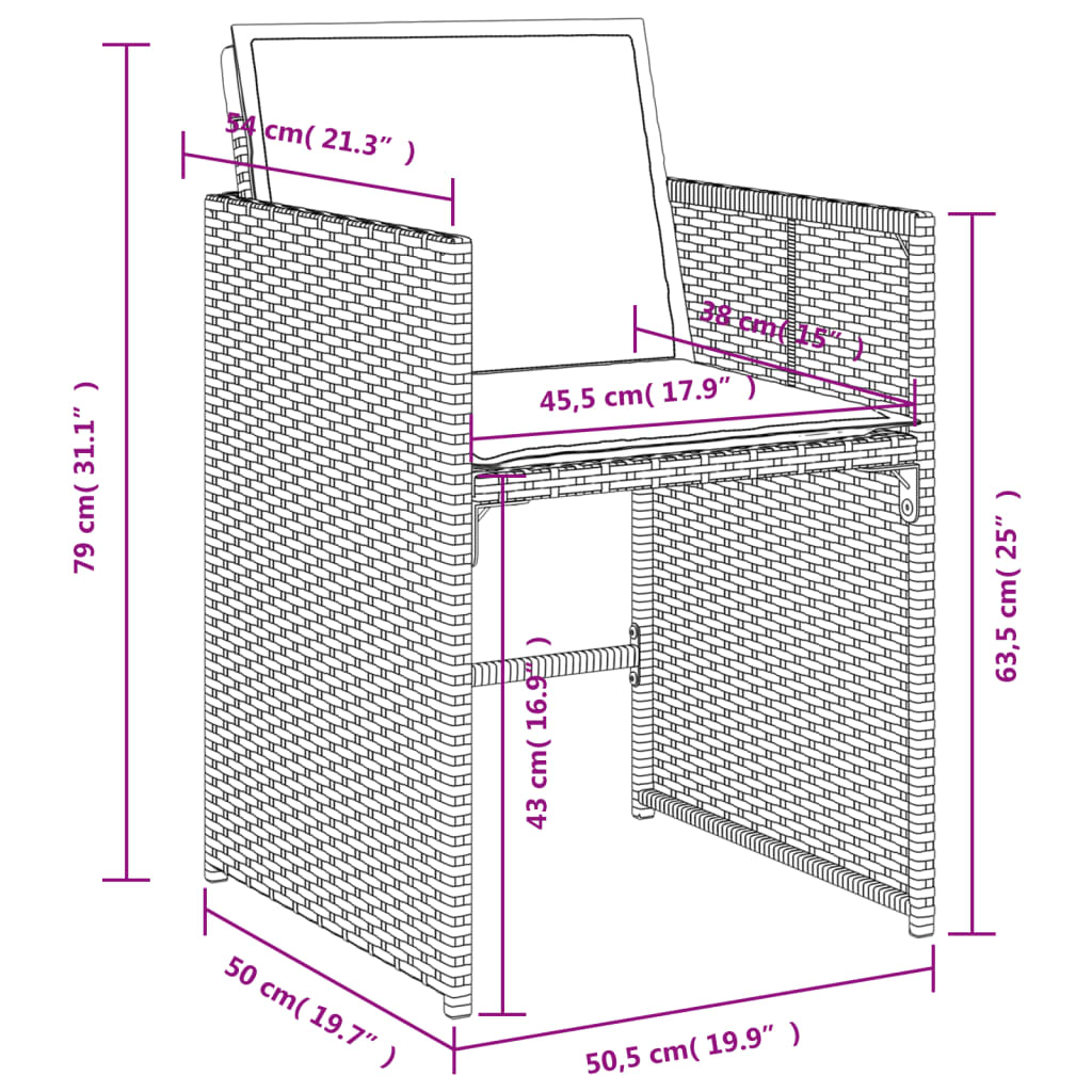 vidaXL 5-tlg. Garten-Essgruppe mit Kissen Beigemischung Poly Rattan