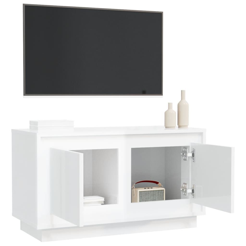 vidaXL TV-Schrank Hochglanz-Weiß 80x35x45 cm Holzwerkstoff