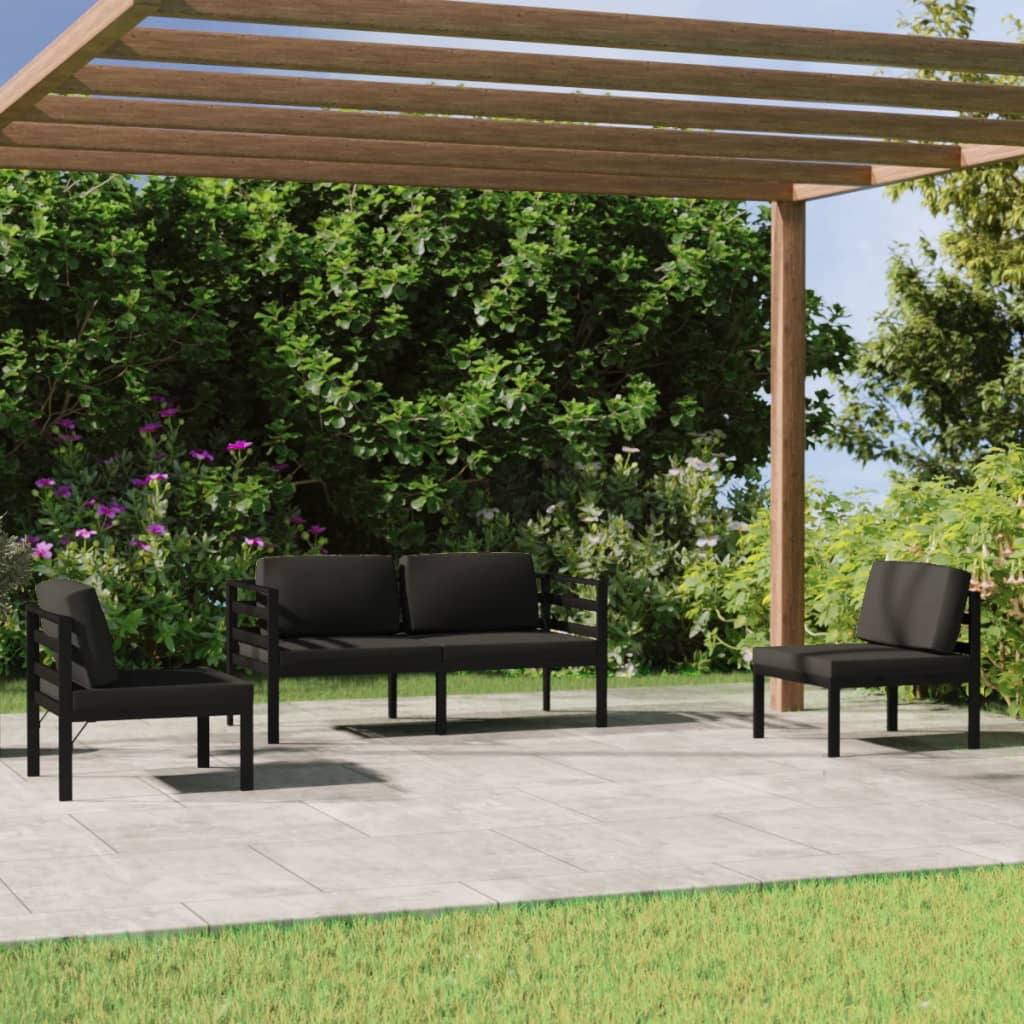 vidaXL 4-tlg. Garten-Lounge-Set mit Kissen Aluminium Anthrazit