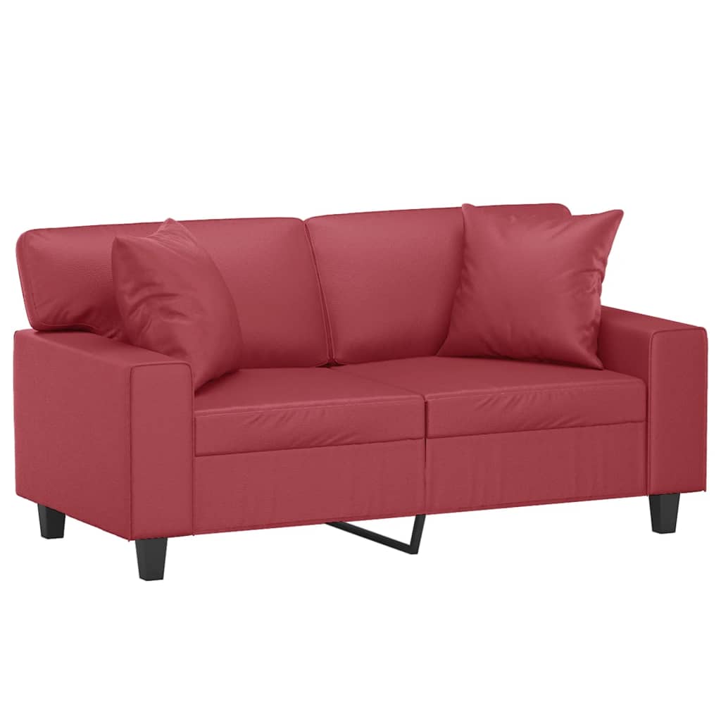 vidaXL 2-Sitzer-Sofa mit Zierkissen Weinrot 120 cm Kunstleder