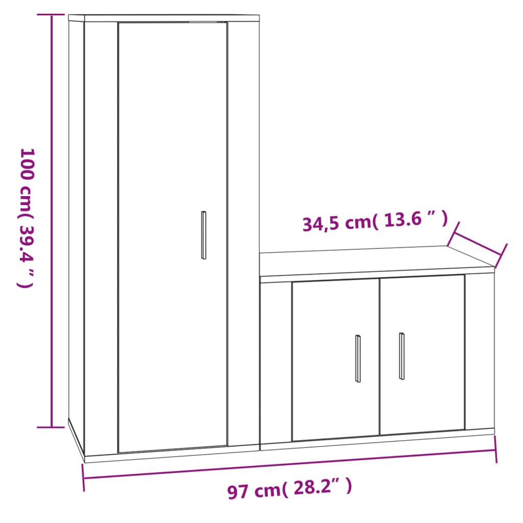 vidaXL 2-tlg. TV-Schrank-Set Sonoma-Eiche Holzwerkstoff