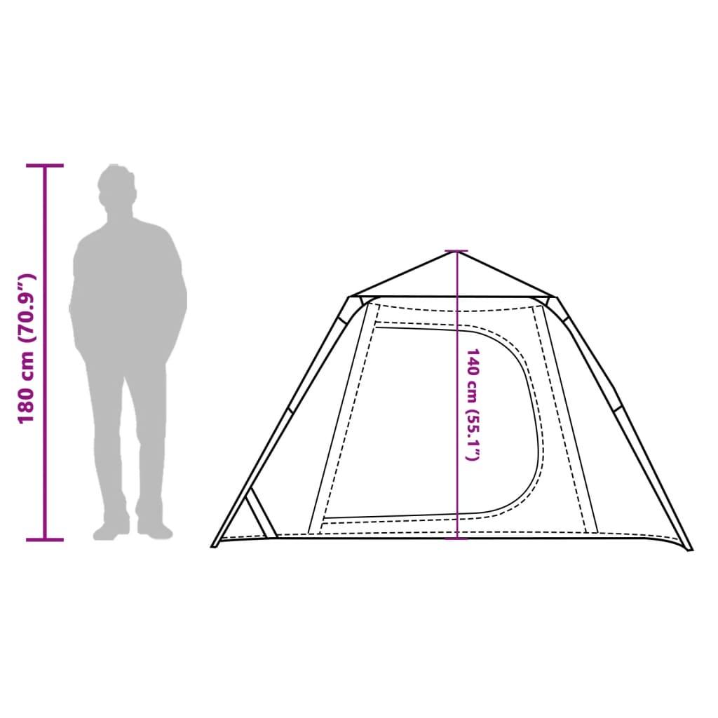 vidaXL Kuppel-Campingzelt 4 Personen Grau und Orange Quick Release