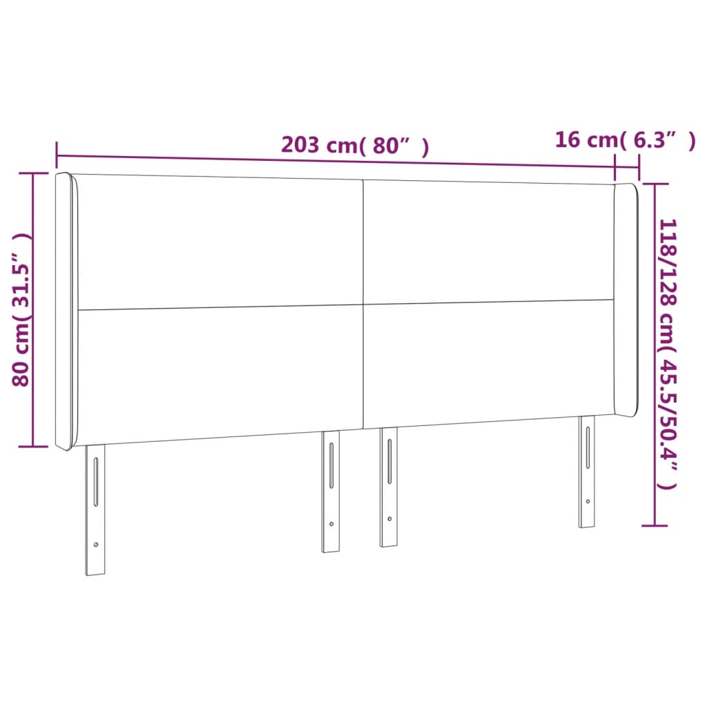 vidaXL Kopfteil mit Ohren Cappuccino-Braun 203x16x118/128cm Kunstleder