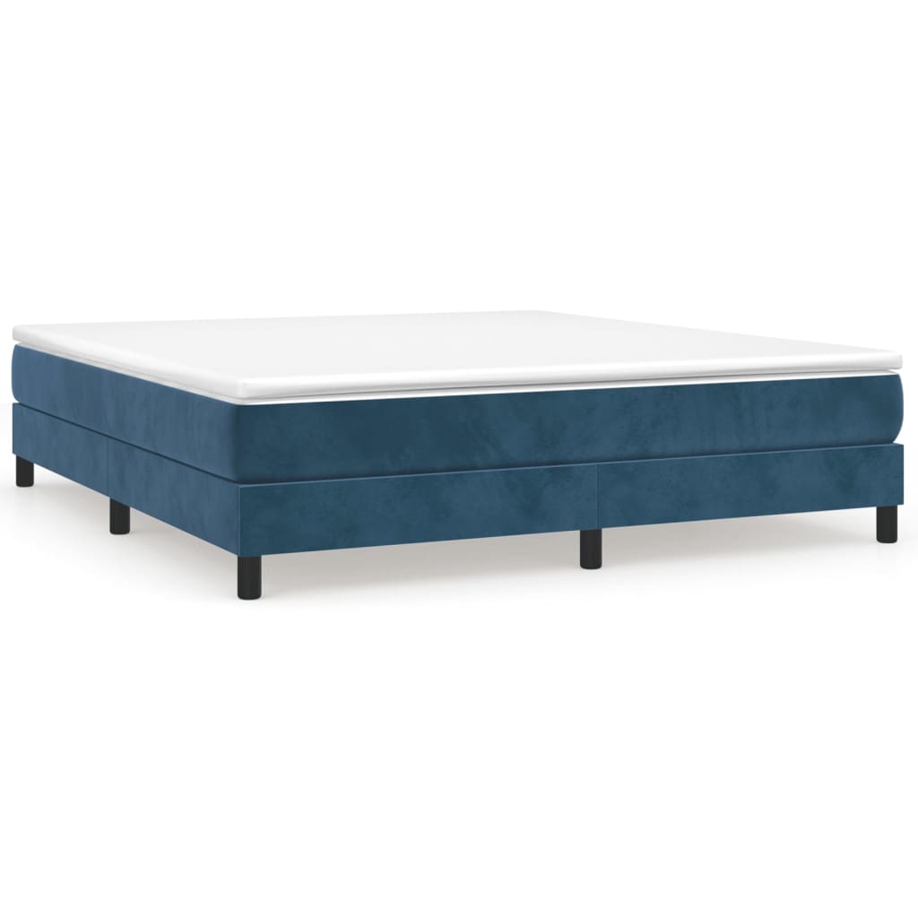 vidaXL Boxspringbett mit Matratze Dunkelblau 160x200 cm Samt