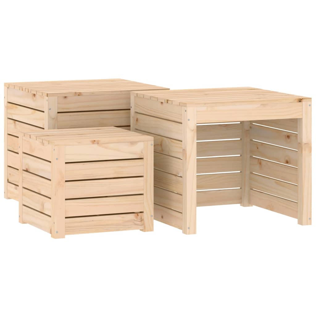 vidaXL 3-tlg. Gartenbox-Set Massivholz Kiefer