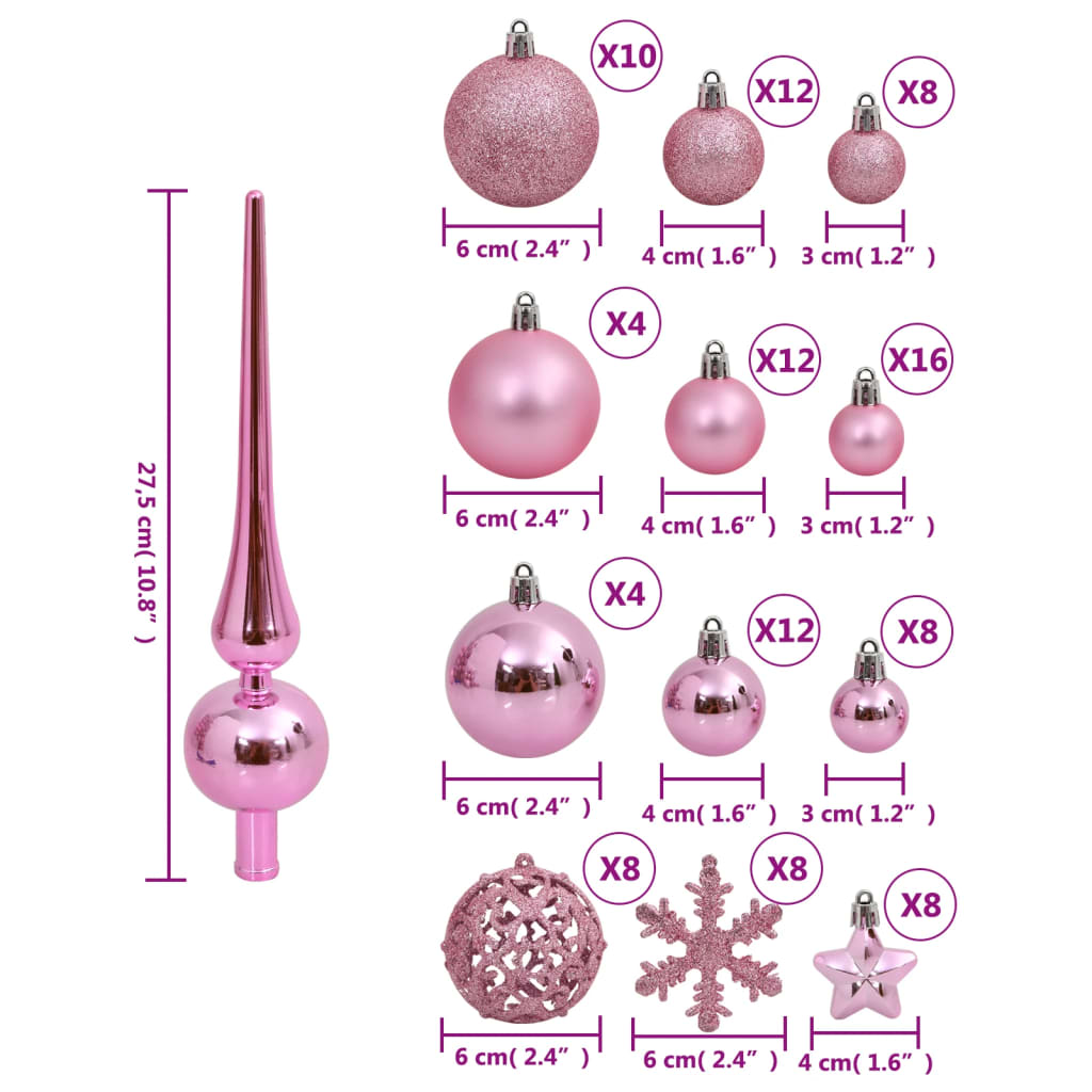 vidaXL 111-tlg. Weihnachtskugel-Set Rosa Polystyrol