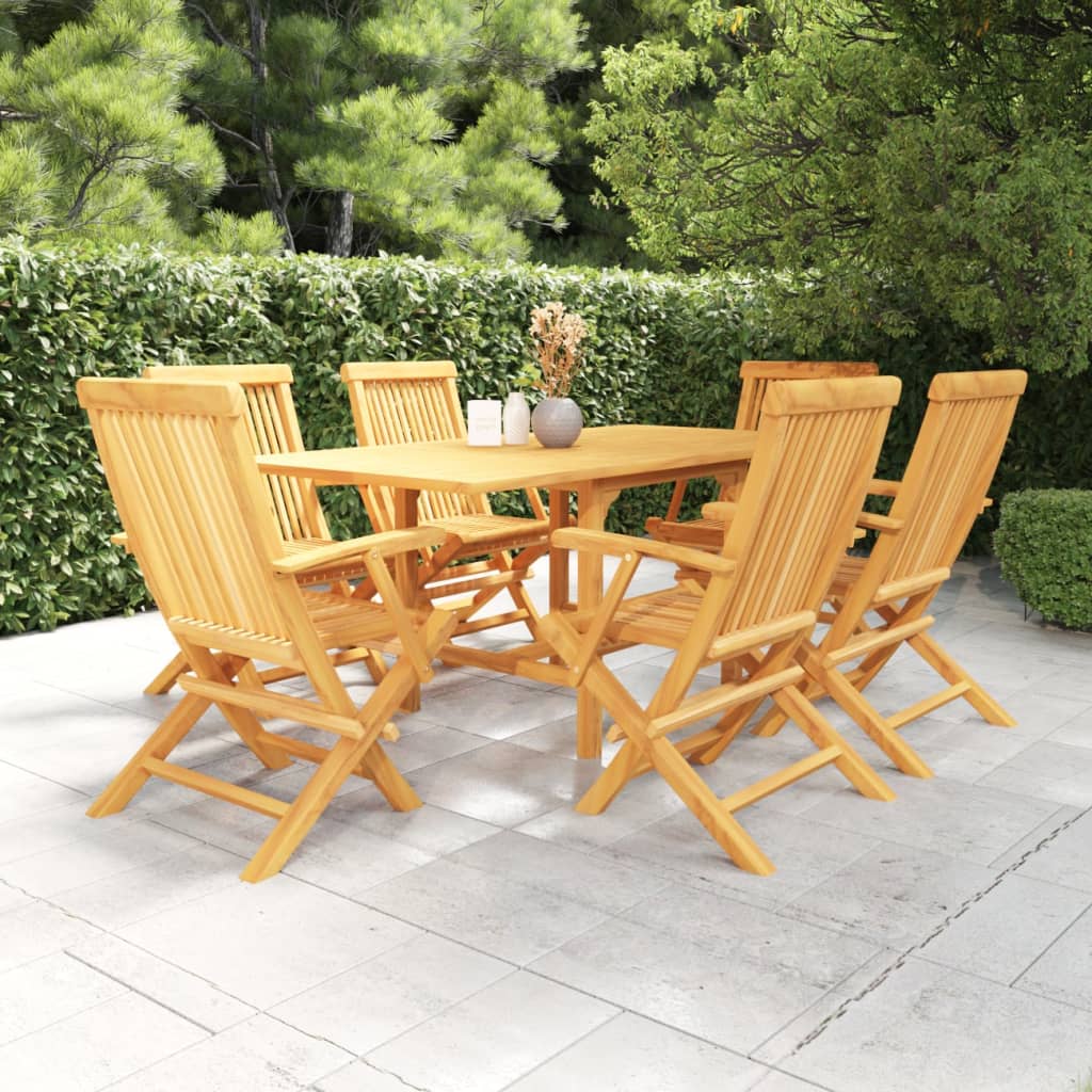 vidaXL 7-tlg. Garten-Essgruppe Massivholz Teak