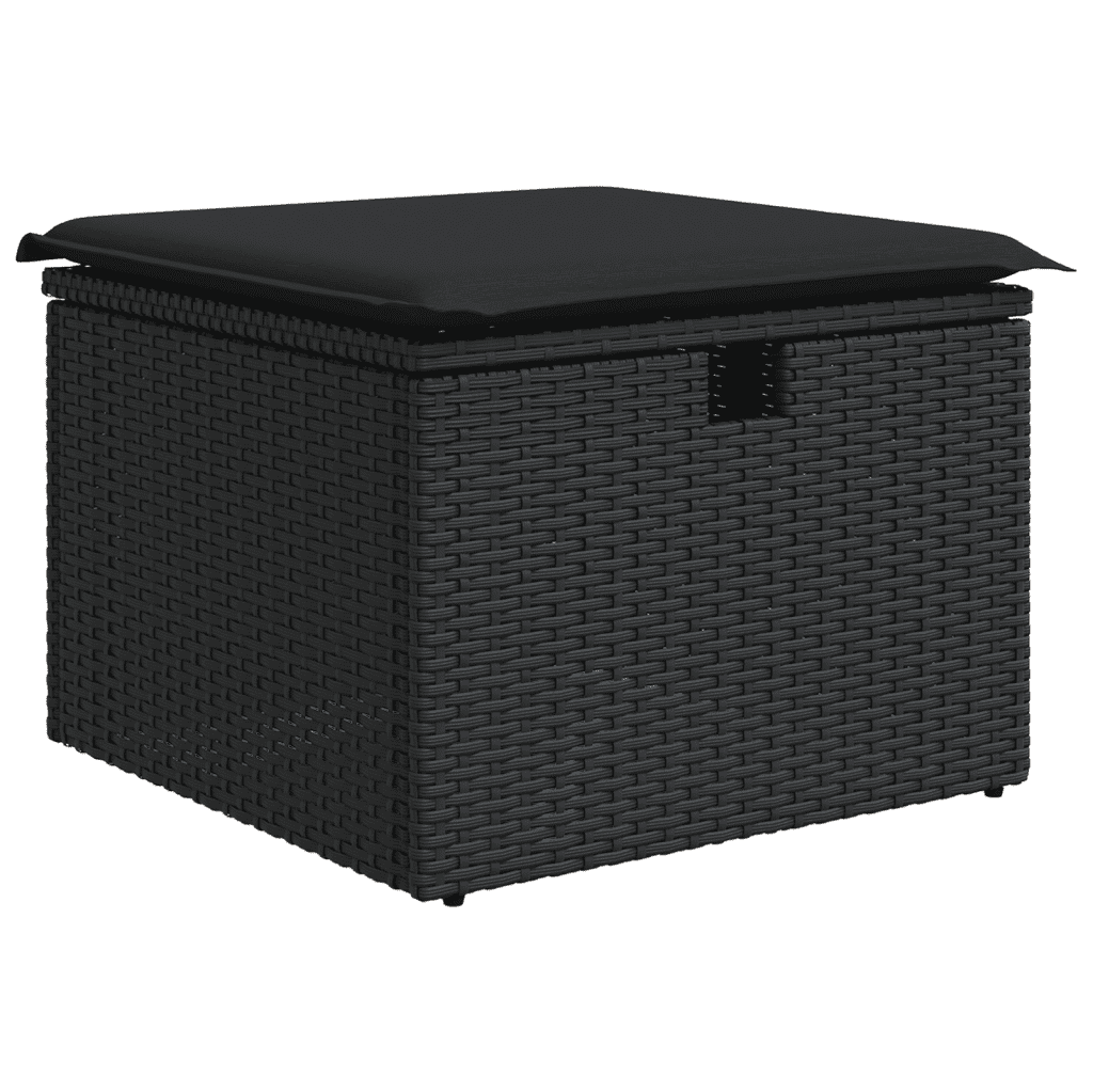 vidaXL 8-tlg. Garten-Sofagarnitur mit Kissen Schwarz Poly Rattan