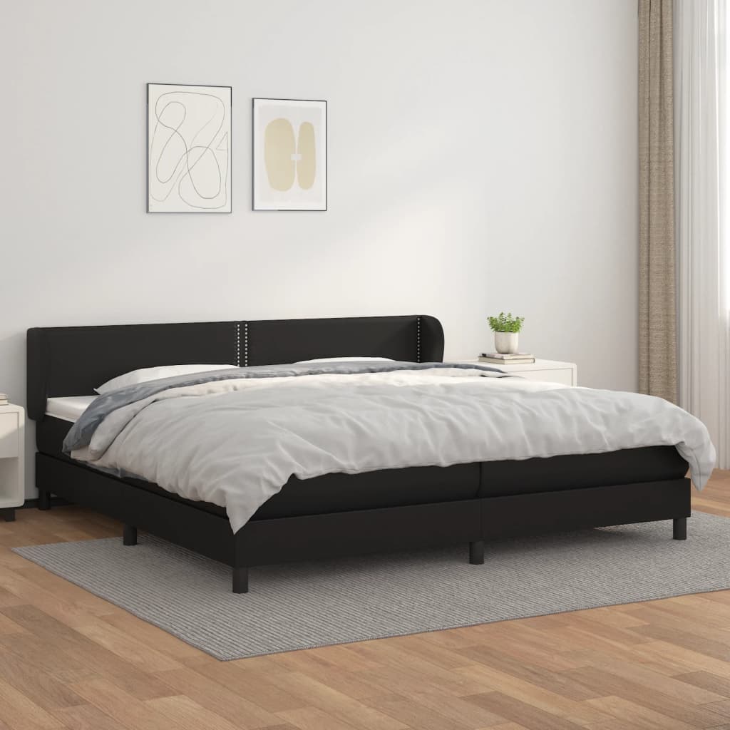 vidaXL Boxspringbett mit Matratze Schwarz 200x200 cm Kunstleder