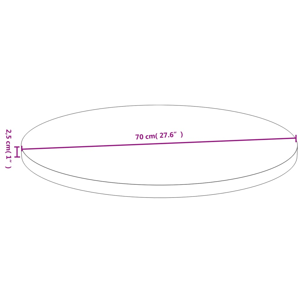 vidaXL Tischplatte Ø70x2,5 cm Bambus