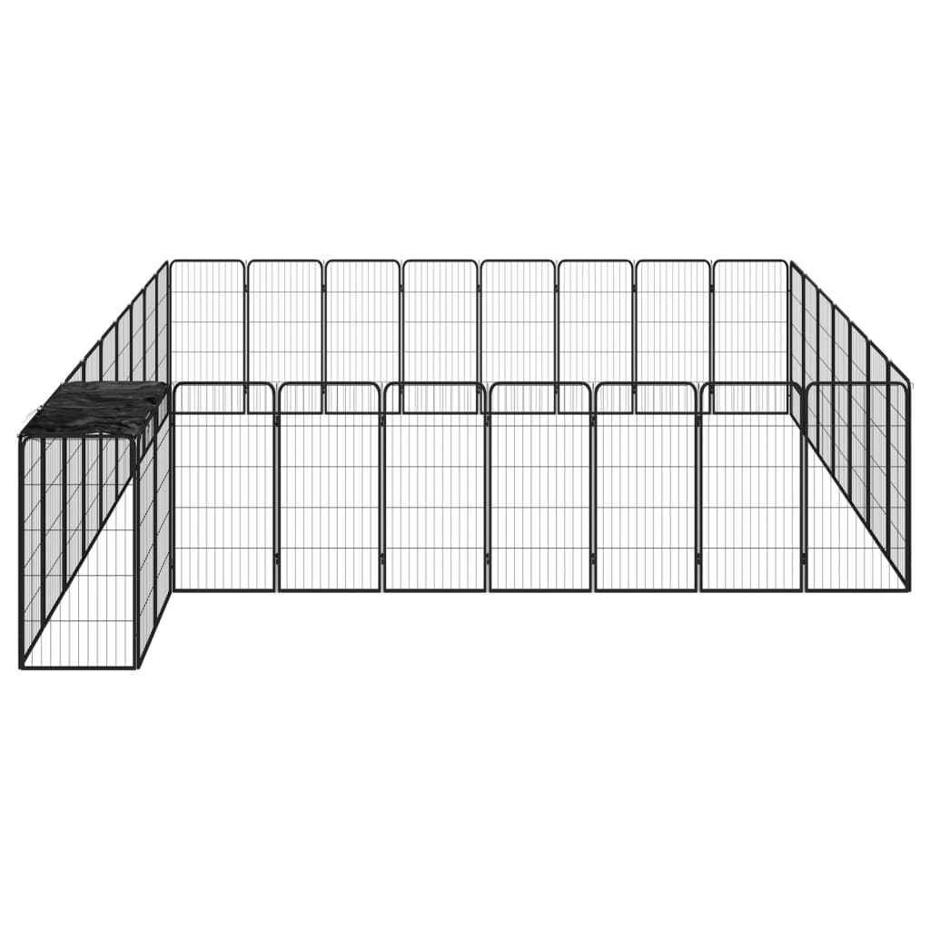 vidaXL 34-tlg. Hundelaufstall Schwarz 50x100cm Stahl Pulverbeschichtet