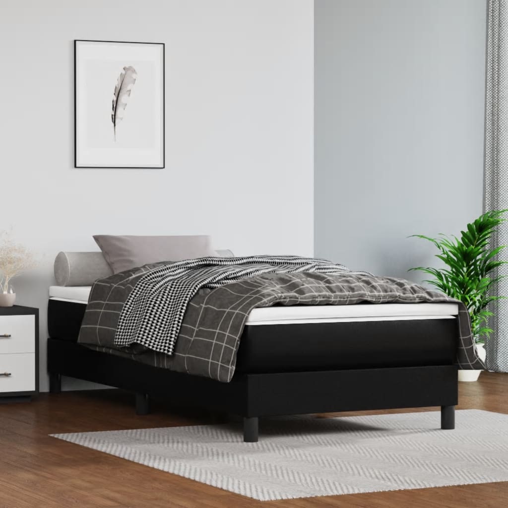 vidaXL Boxspringbett mit Matratze Schwarz 80x200 cm Kunstleder