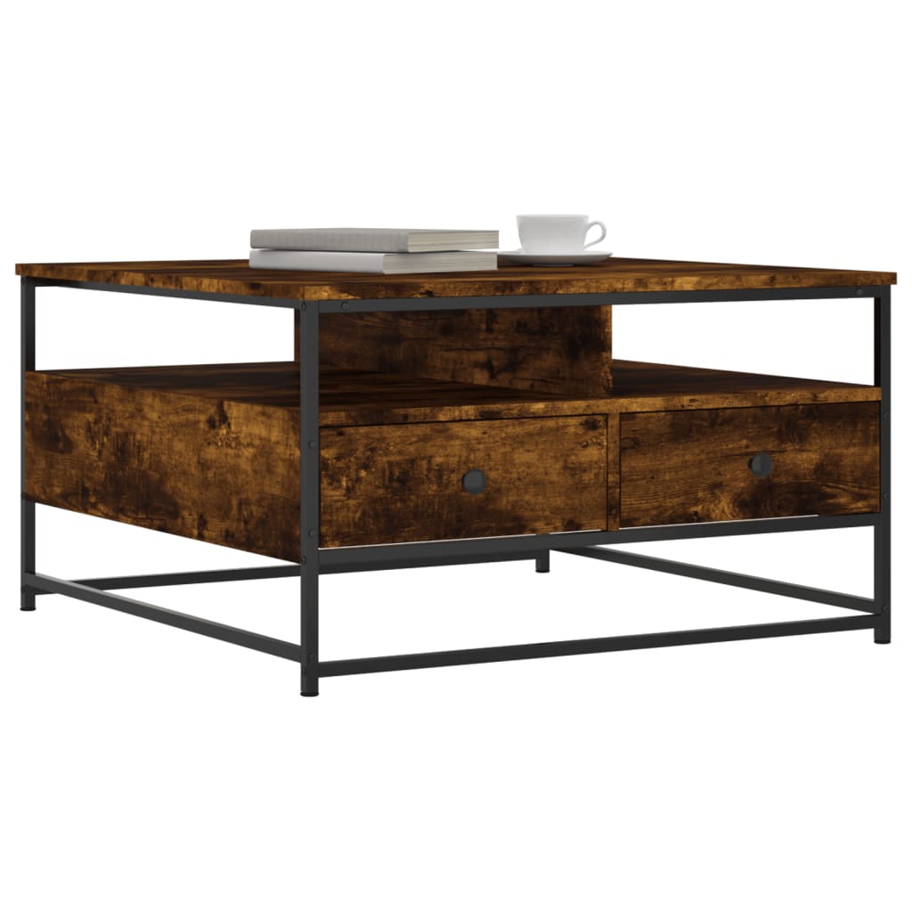 vidaXL Couchtisch Räuchereiche 80x80x45 cm Holzwerkstoff