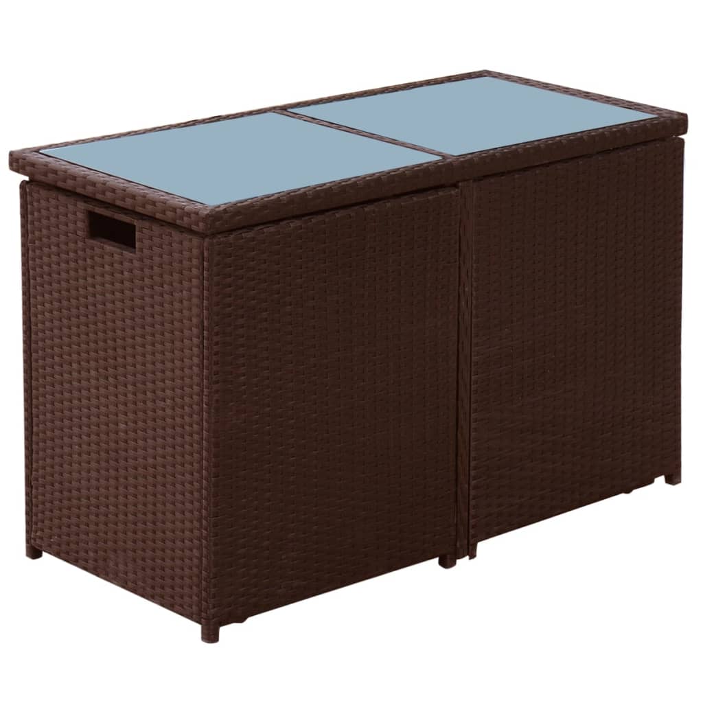 vidaXL 3-tlg. Bistro-Set mit Kissen Poly Rattan Braun