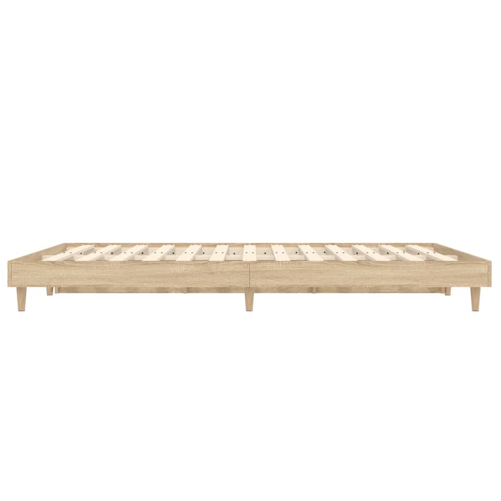 vidaXL Bettgestell Sonoma-Eiche 135x190 cm Holzwerkstoff