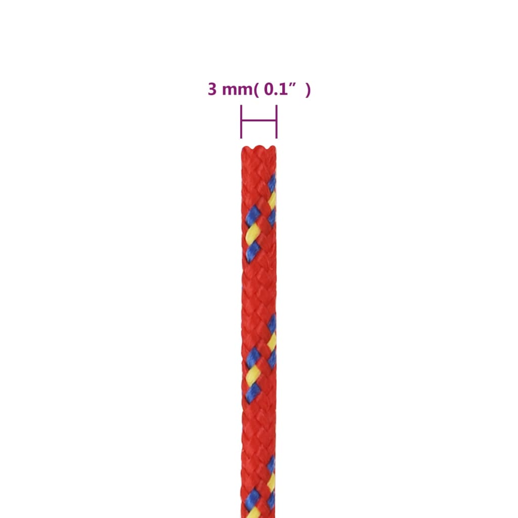 vidaXL Bootsseil Rot 3 mm 250 m Polypropylen