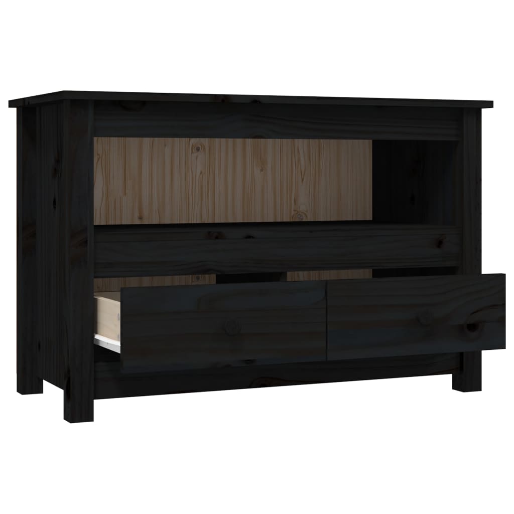 vidaXL TV-Schrank Schwarz79x35x52 cm Massivholz Kiefer