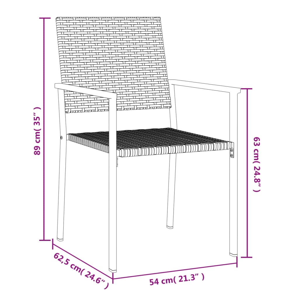 vidaXL 7-tlg. Garten-Essgruppe Poly Rattan und Stahl