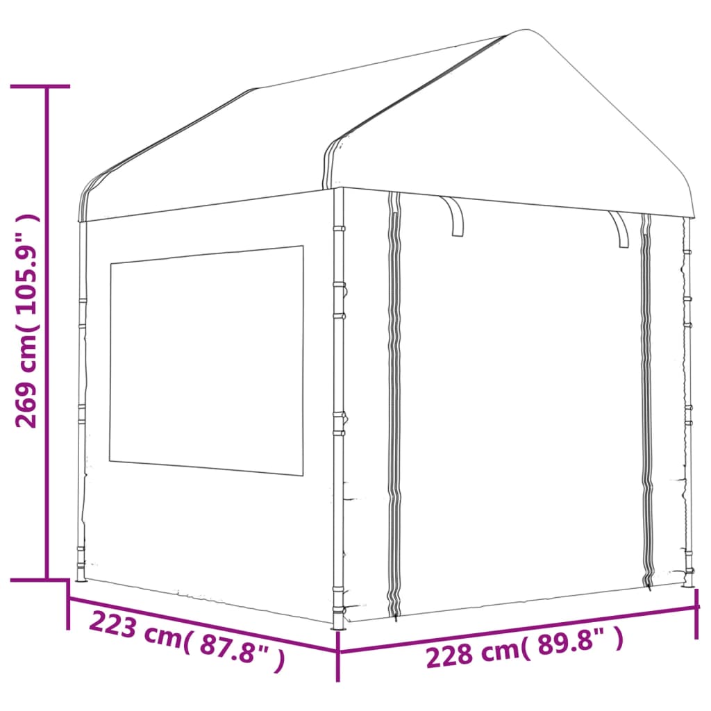 vidaXL Pavillon mit Dach Weiß 20,07x2,28x2,69 m Polyethylen