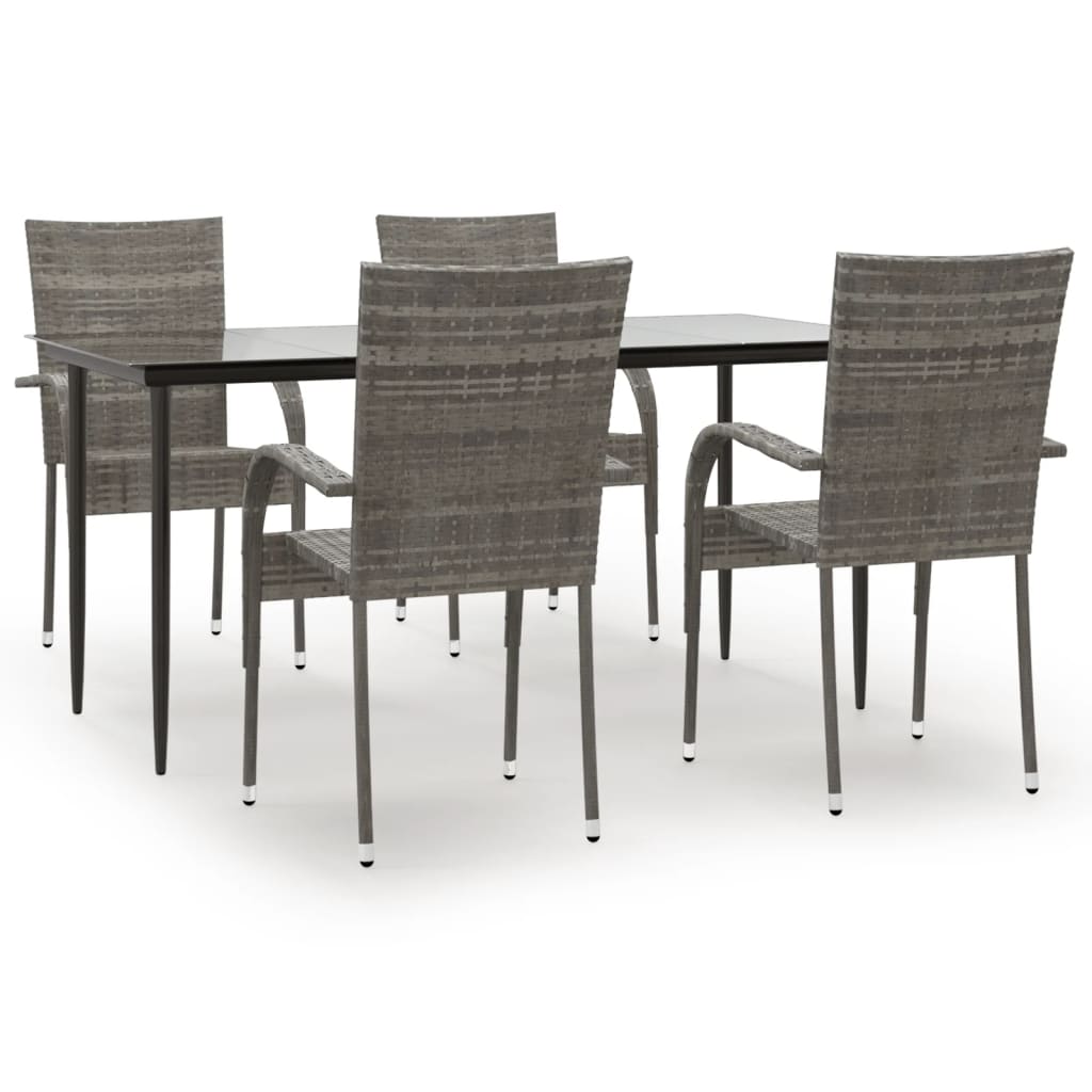 vidaXL 5-tlg. Garten-Essgruppe Grau Poly Rattan