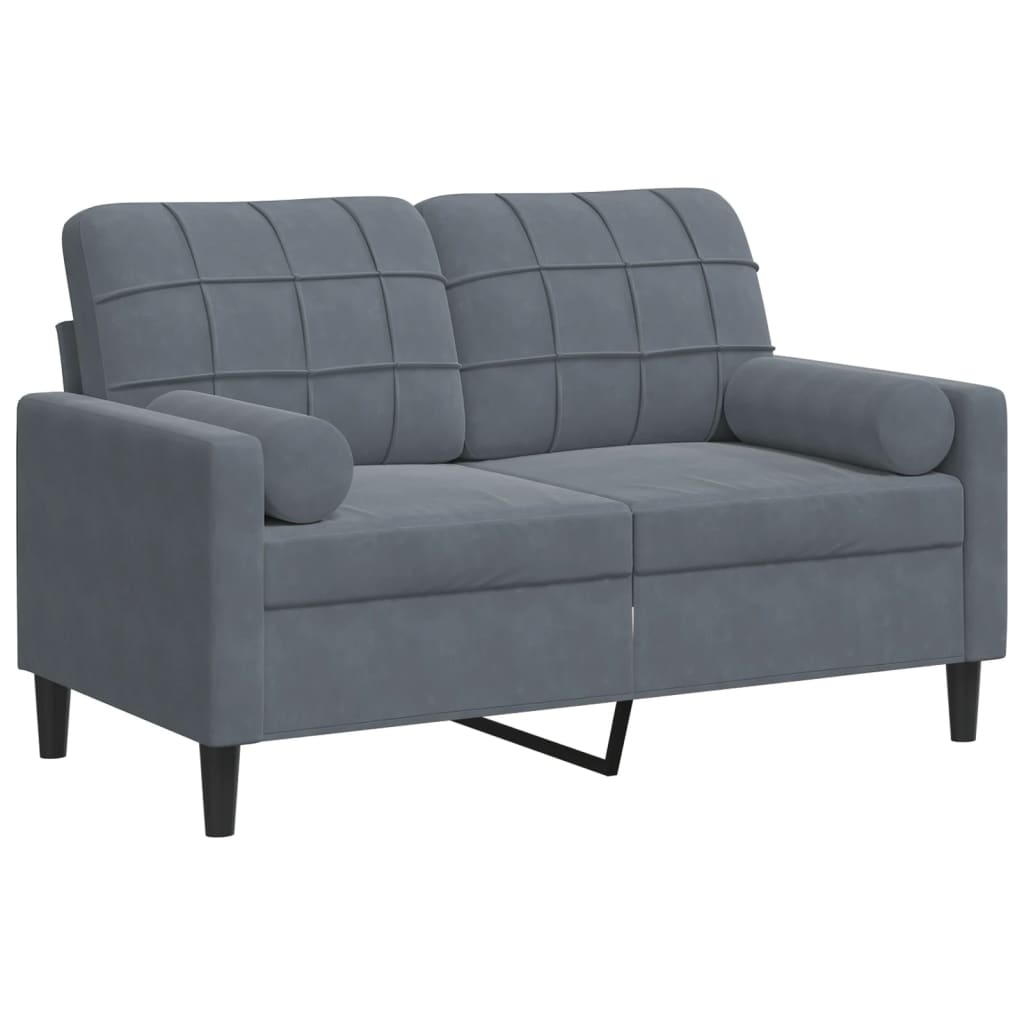 vidaXL 2-Sitzer-Sofa mit Zierkissen Dunkelgrau 120 cm Samt