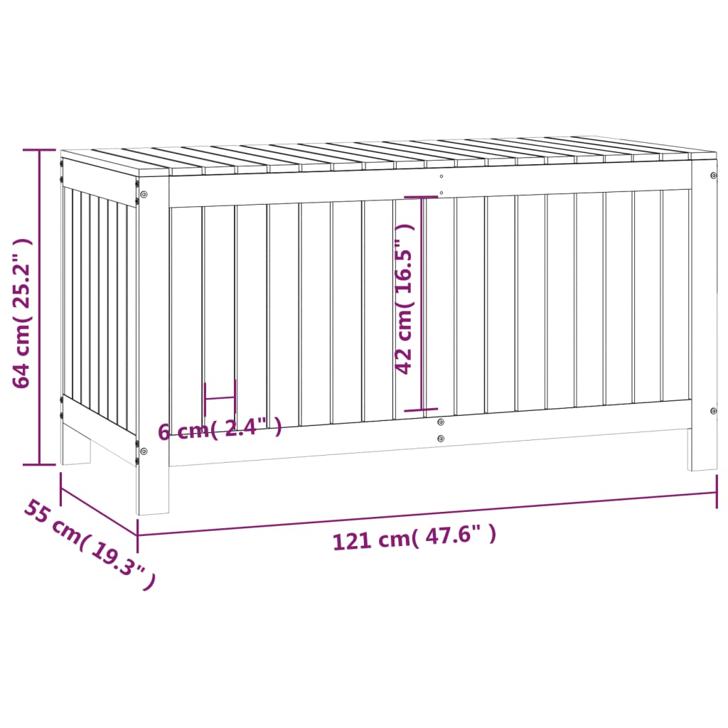 vidaXL Gartentruhe Grau 121x55x64 cm Massivholz Kiefer