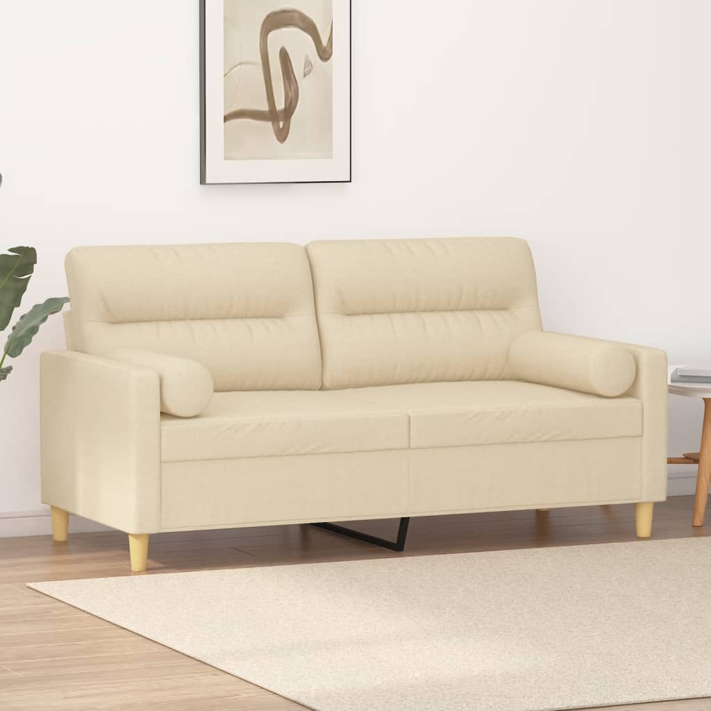 vidaXL 2-Sitzer-Sofa mit Zierkissen Creme 140 cm Stoff