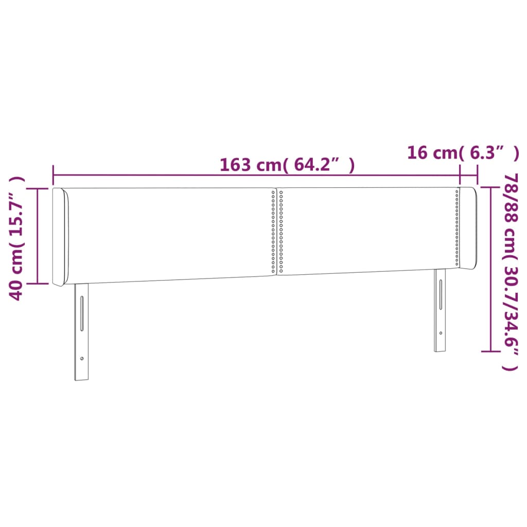 vidaXL LED Kopfteil Hellgrau 163x16x78/88 cm Samt