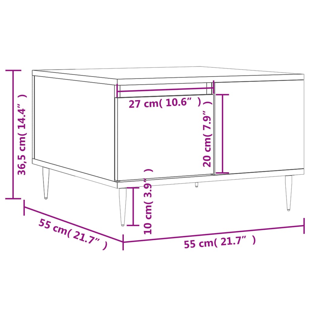 vidaXL Couchtisch Schwarz 55x55x36,5 cm Holzwerkstoff