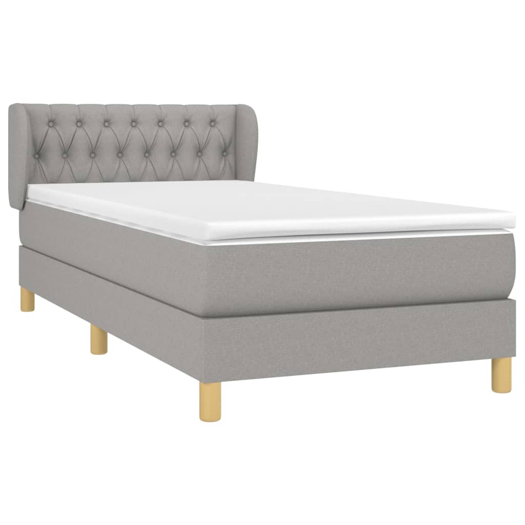 vidaXL Boxspringbett mit Matratze Hellgrau 90x200 cm Stoff