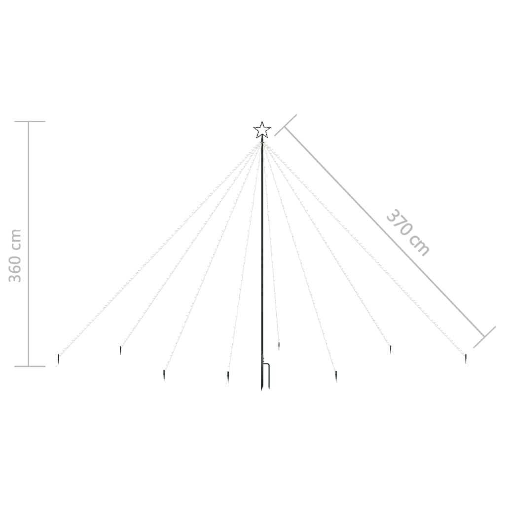 vidaXL Weihnachtsbaum-Lichterketten Outdoor 576 LEDs Kaltweiß 3,6 m