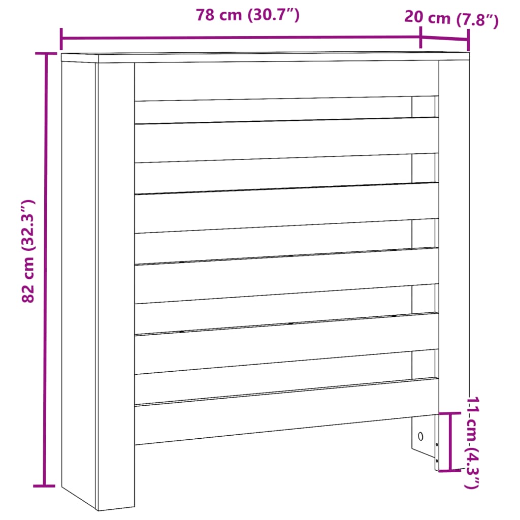 vidaXL Heizkörperverkleidung Betongrau 78x20x82 cm Holzwerkstoff