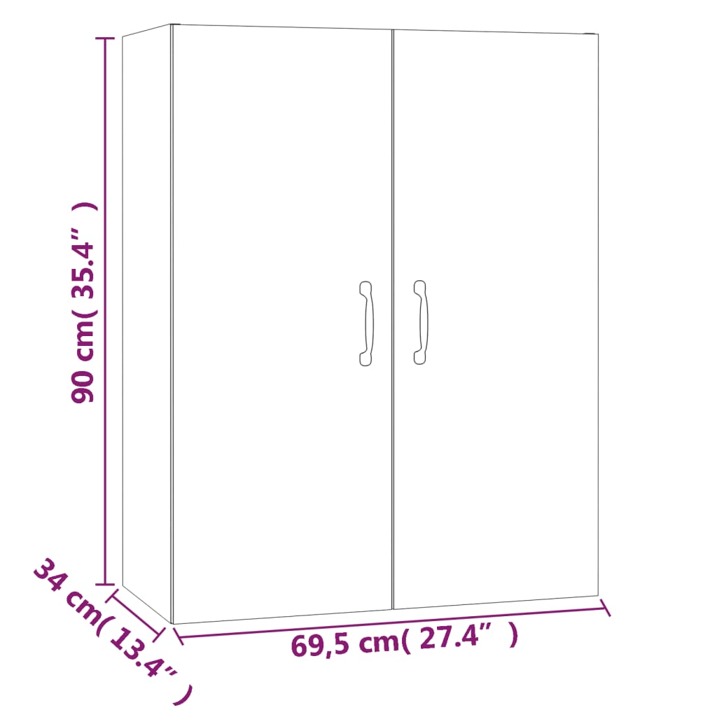 vidaXL Hängeschrank Sonoma-Eiche 69,5x34x90 cm Holzwerkstoff