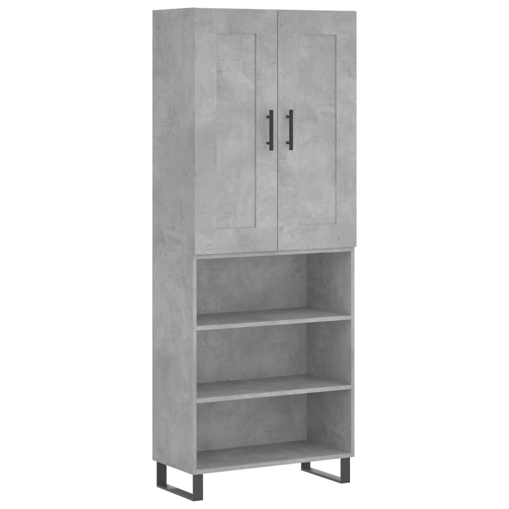 vidaXL Highboard Betongrau 69,5x34x180 cm Holzwerkstoff