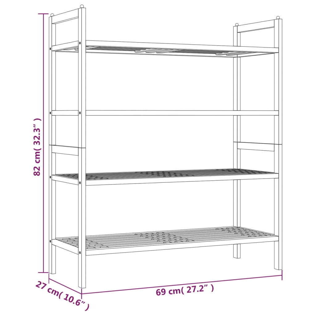 vidaXL Schuhregale 2 Stk. 69x27x41 cm Massivholz Nussbaum