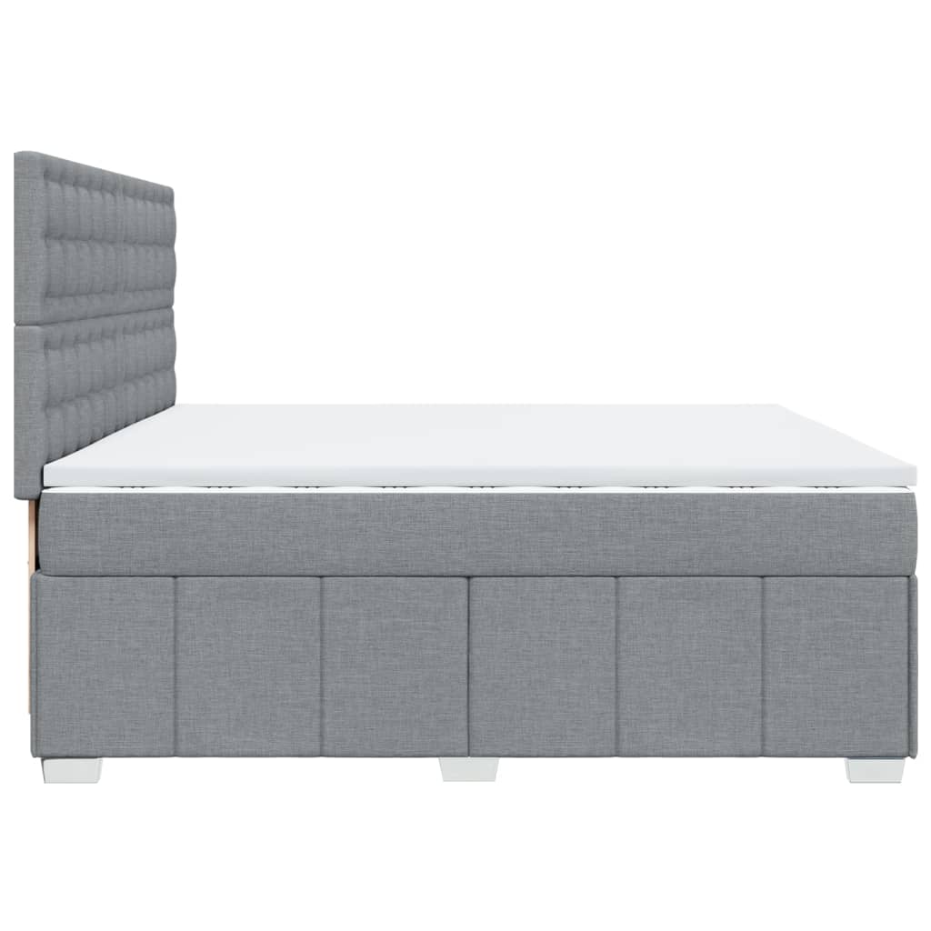 vidaXL Boxspringbett mit Matratze Hellgrau 200x200 cm Stoff