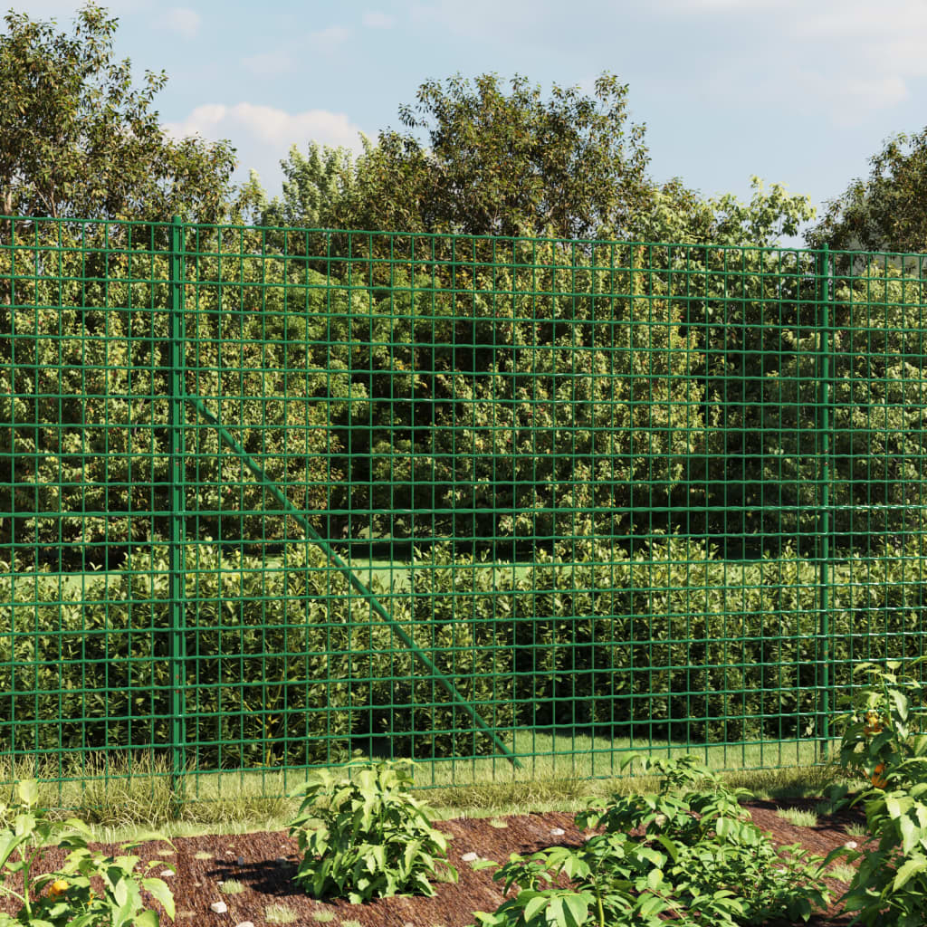 vidaXL Maschendrahtzaun mit Bodenhülsen Grün 2x10 m