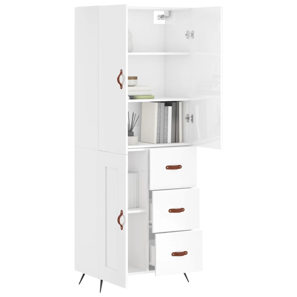 vidaXL Highboard Hochglanz-Weiß 69,5x34x180 cm Holzwerkstoff