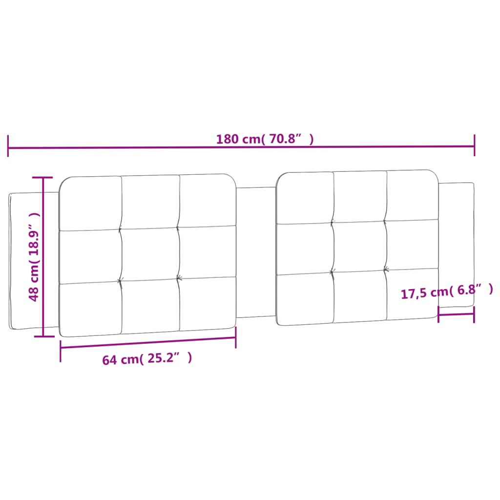 vidaXL Kopfteil-Kissen Grau 180 cm Kunstleder