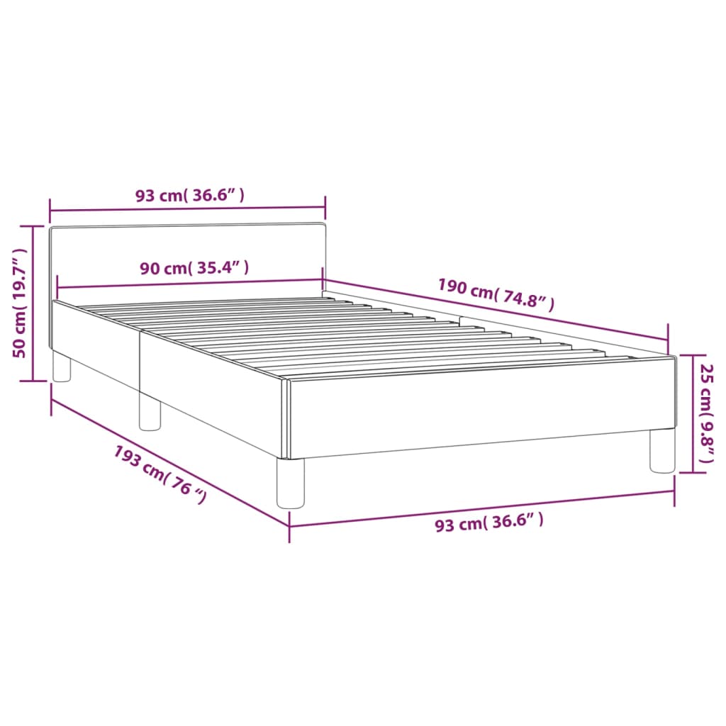 vidaXL Bettgestell mit Kopfteil Dunkelbraun 90x190 cm Stoff