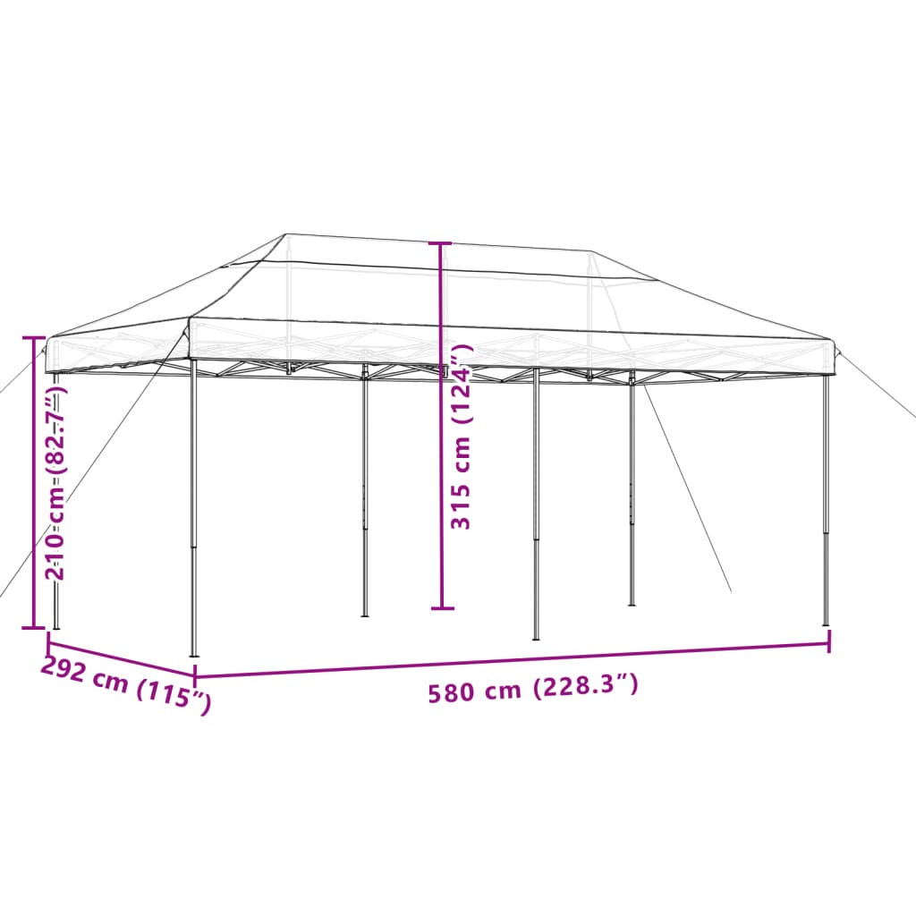 vidaXL Partyzelt Faltbar Pop-Up Taupe 580x292x315 cm