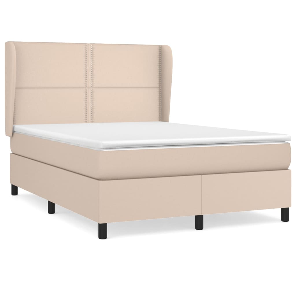 vidaXL Boxspringbett Matratze Cappuccino-Braun 140x200cm Kunstleder